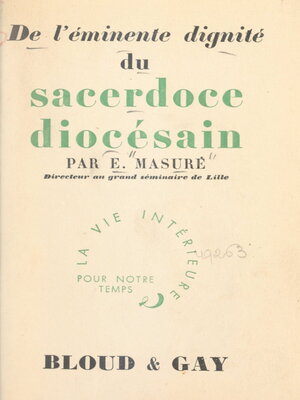 cover image of De l'éminente dignité du sacerdoce diocésain